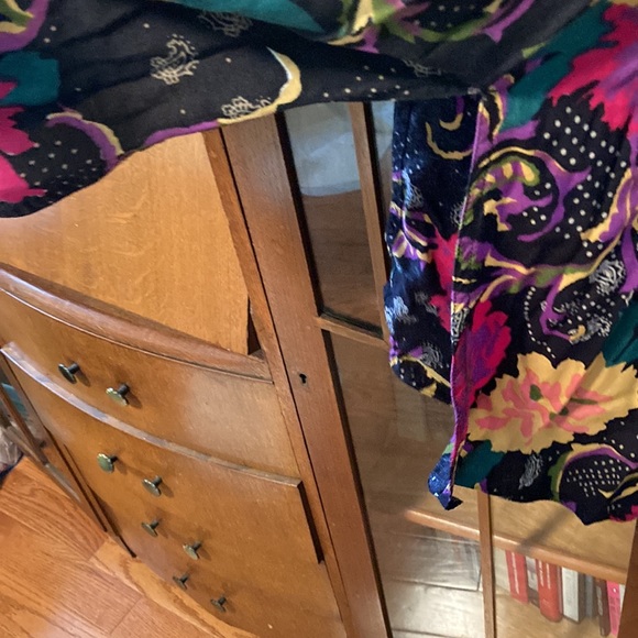 90s floral colorful maxi dress fun comfortable with slit Small - Picture 6 of 6